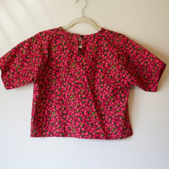 Handmade Cotton Raspberry Crop Top - Picture 2 of 5